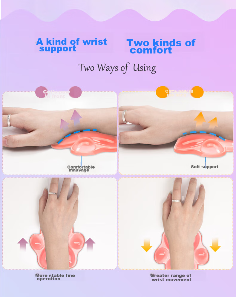 EXCO Crystal Jelly Cat Paw Wrist Guard, Silicone Wrist Pad, Small Size Wrist Rest, Office Mouse Hand Support, Cute Cartoon Palm Rest for Women, Soft And Washable, Cherry Blossom Pink 9907 8