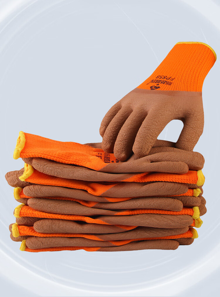 Xinyuechanghui Latex Foam Gloves, Protective Work Gloves, Dipped Non-Slip Wear-Resistant Gloves, Construction Site Work Gloves XY300#, Size L, 12 Pairs 1