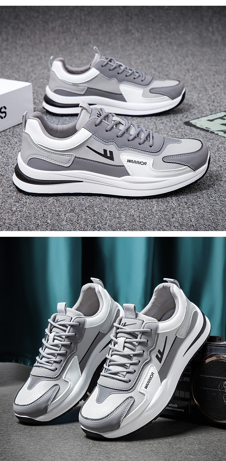 Warrior Official Men's Summer Sneakers 2026 New Casual Sports Shoes Men's Versatile White Sneakers Light Blue Size 39 8