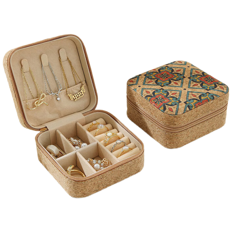 Fanyejia Vintage Jewelry Storage Box, High-Quality Cork, Compact And Portable, for Travel Earrings, Rings, Bracelets, Accessories, 520 Gift