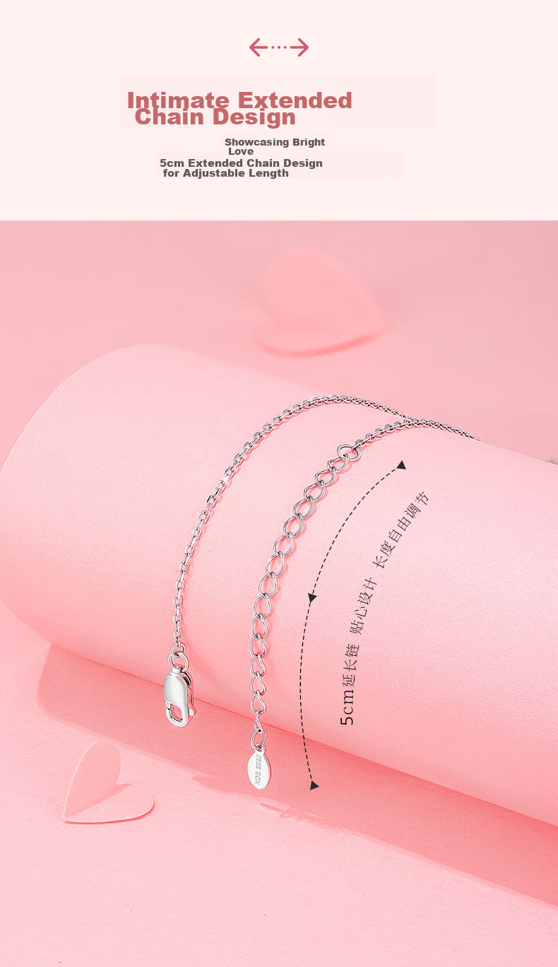 Kadiluo (KADER) Heart-Shaped Radiant Necklace, 925 Silver Pendant, Collarbone Chain, Birthday Gift for Girlfriend 7