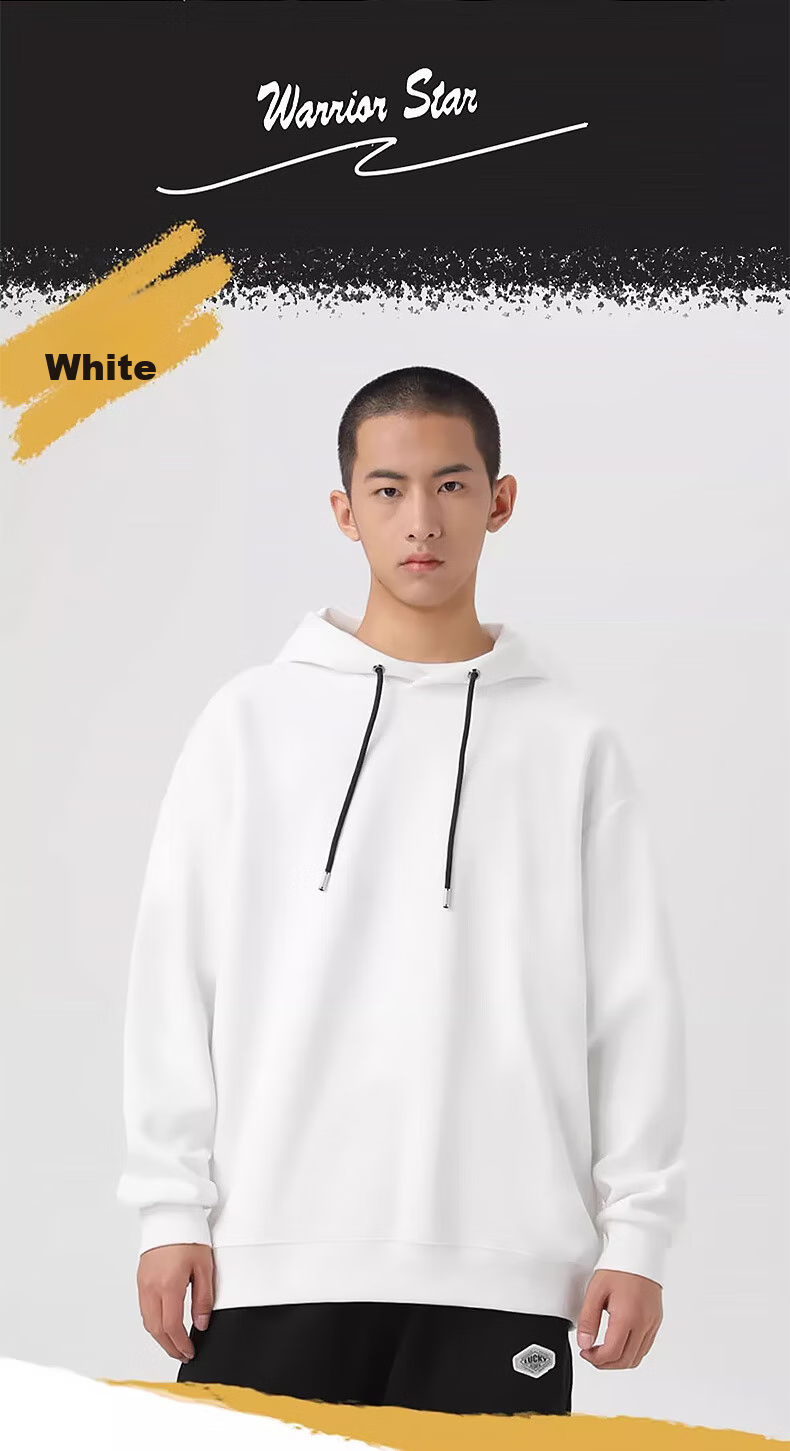 Warrior Sweatshirt for Men, Spring And Autumn New Style Cotton Sports Top, Loose Casual Heavy Hooded Jacket for Men, White, Size M 14