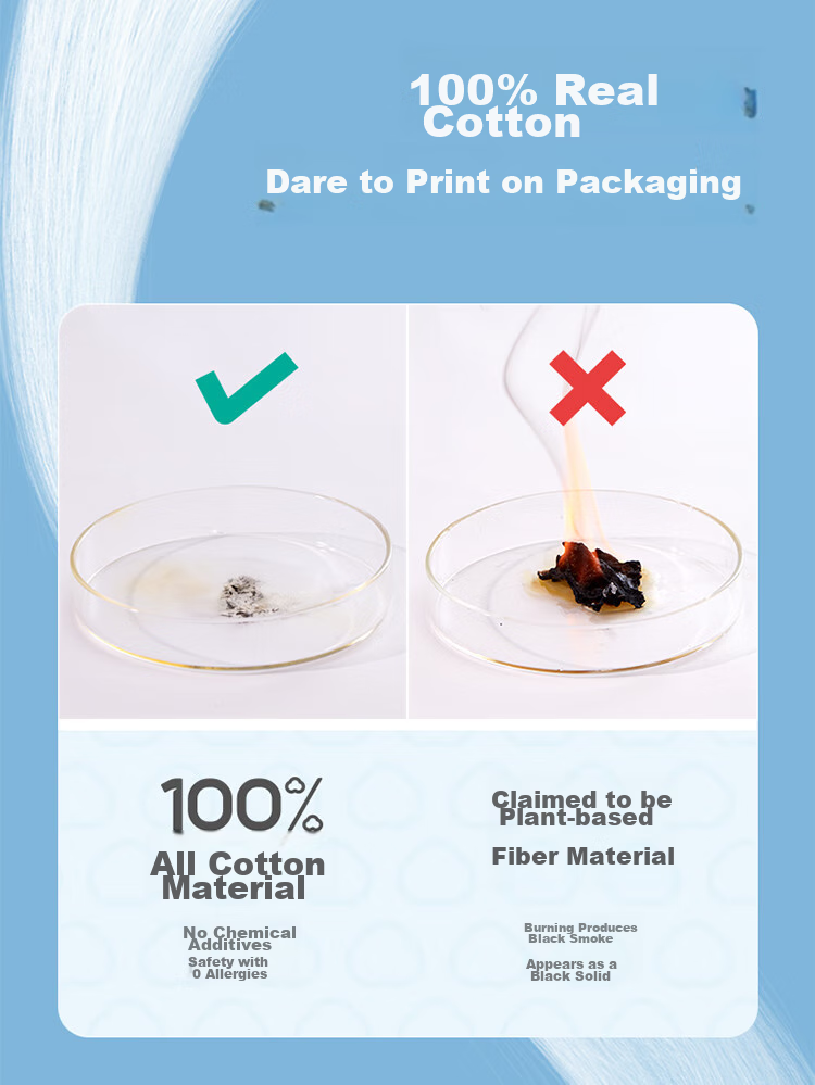 PurCotton Facial Cleansing Wipes, 100 Sheets Per Pack, Thickened 100% Pure Cotton Soft Tissues, Disposable Face Towels, Pull-Out Design, 20*20CM 6