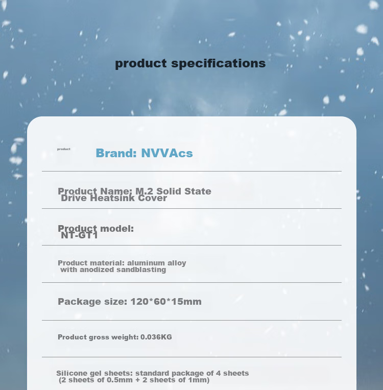 NVV M.2 Solid State Cooling Vest, SSD Thermal Paste Cooling Pad, PS5 Aluminum Alloy Heat Sink Cooling Sticker NT-GT1 12