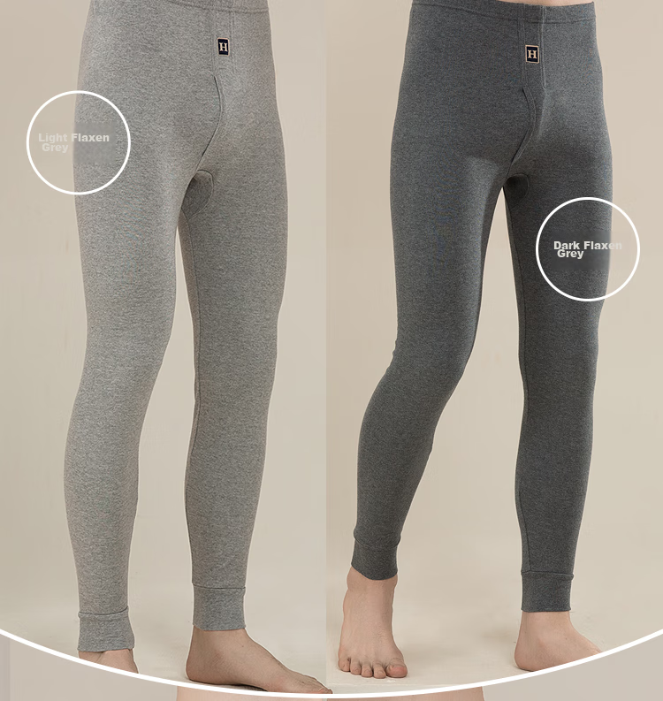 Hodo Men's Pure Cotton Thermal Underwear, Comfortable Soft Elastic Breathable Single Autumn Pants, Dark Heather Gray 16