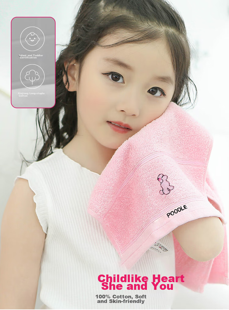 Grace Children's Towels, Pure Cotton, Class A Absorbent Face Towels for Boys And Girls, Baby Drool Towels, 5 Pack, Puppy Desig 1