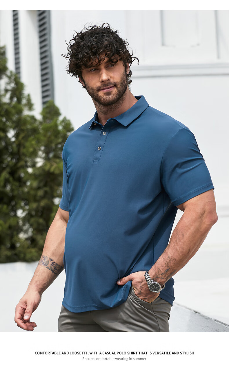 Dibinze Plus Size Ice Silk Short Sleeve Polo Shirt Men Summer Thin Loose Big and Tall Black 2XL 10