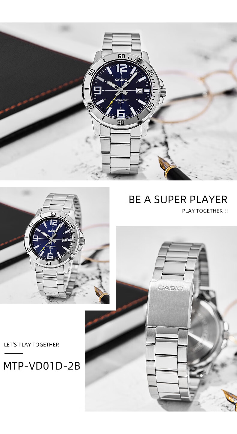 CASIO Business Commute Simple Elegant Classic Large Dial Waterproof Quartz Men's Watch Gift for Boyfriend MTP-1374L 28