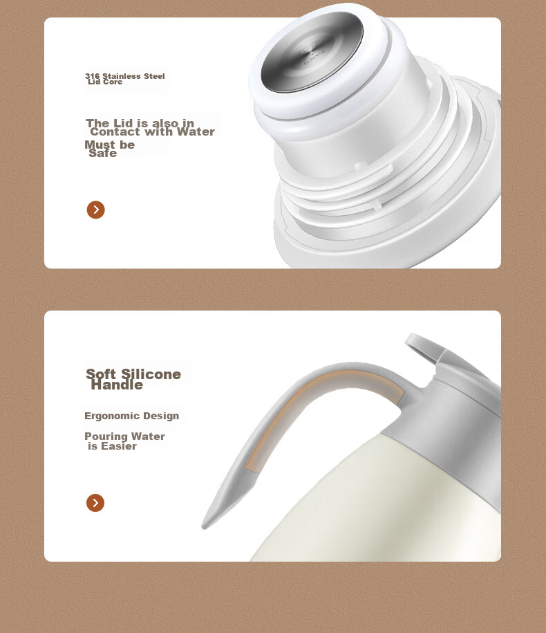 SIMELO Insulated Thermos, Large Capacity Household Use, 316 Stainless Steel Inner Liner, Hot Water Kettle, Warm Water Bottle, Thermos Flask, 2.0L, Yingbin Elegant White 14