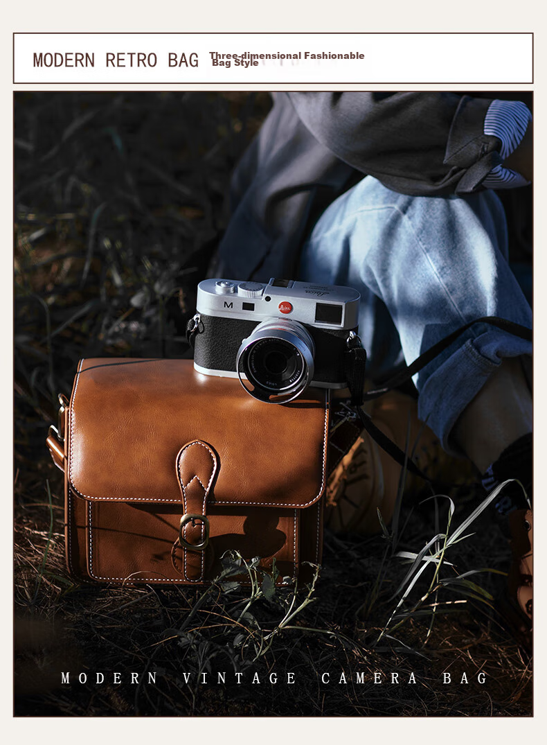 CWATCUN Shoulder Camera Bag, Photography Bag, Crossbody Handheld Vintage Women's Camera Bag, Mirrorless DSLR Handmade Sewn Commuter Bag 6