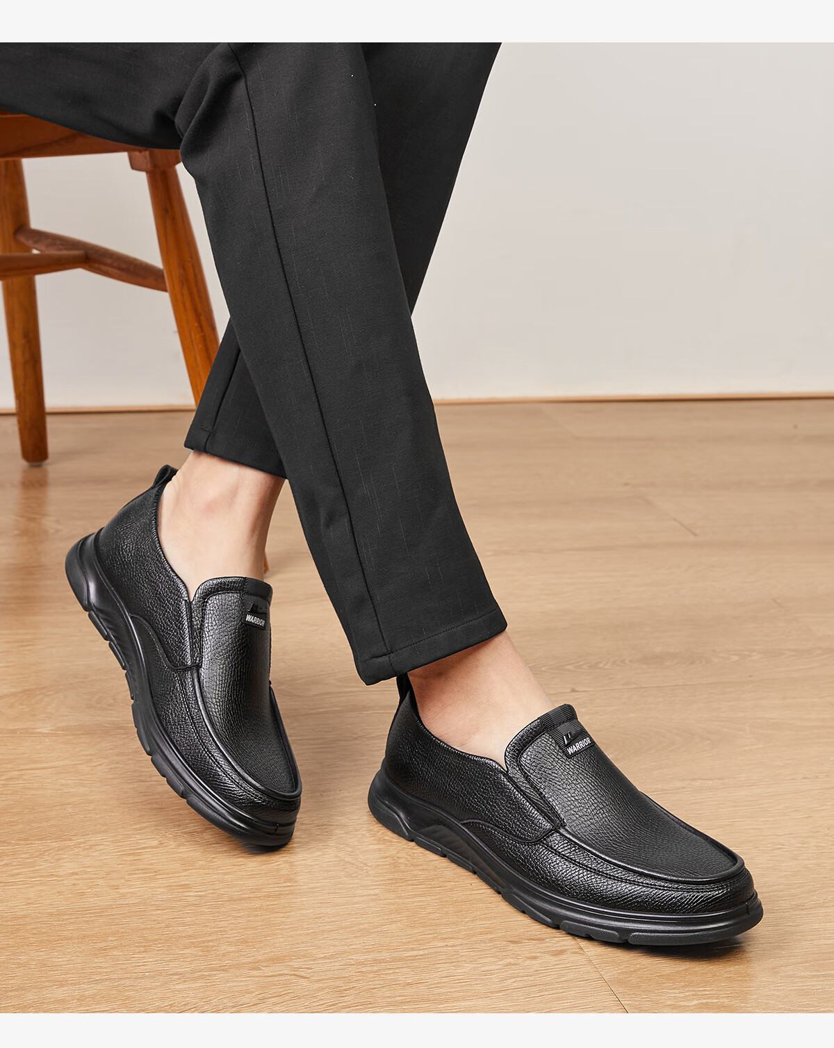 Huili Leather Shoes for Men, Comfortable Slip-On for Spring And Summer, Business Commute Breathable Soft-Soled Casual Shoes, Black, Size 39 6