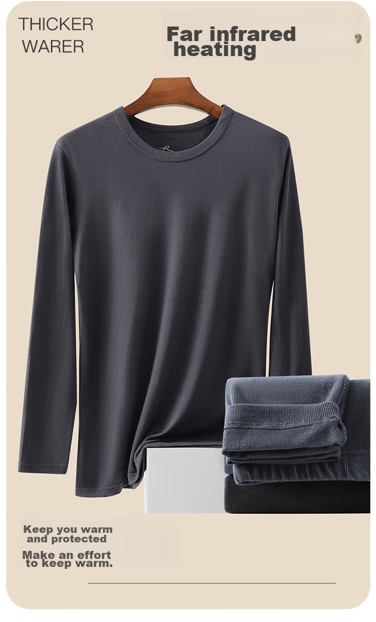 LangSha [Fall New Arrival] Men's Thermal Underwear Set, Antibacterial Thin Spring And Autumn Couple's Antibacterial Warm Base Layer 3