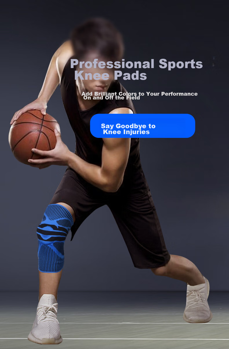 NAILEKESI N Sports Knee Pads, Professional Knee Joint Protection Sleeve, Basketball Meniscus Patella Guard, Blue, One Pair, Size L 1