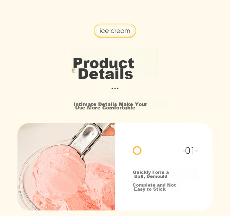 Guangyi Ice Cream Spoon, Popsicle Scoop, Ice Cream Scoop, Watermelon Scoop, Stainless Steel Fruit Baller, GY7914 14
