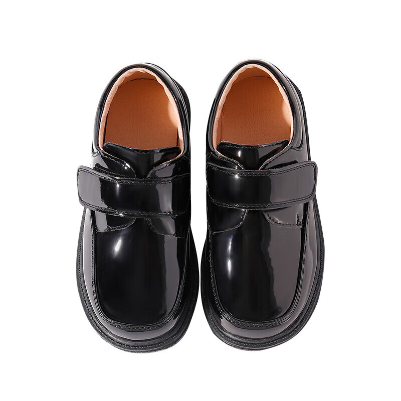 Luomeng Boys' Leather Shoes, Casual Student Style, British-Inspired Graduation Performance Shoes for Children, Black, Size 31