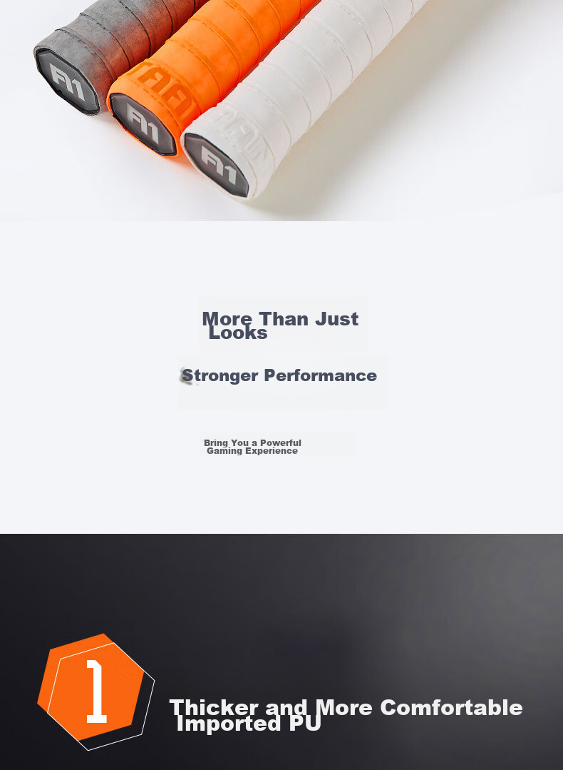 Taan Badminton Racket Grip Tape, Matte Anti-Slip Sweat-Absorbing Handle Tape with Q10, Three-Pack (White/orange/gray) 4