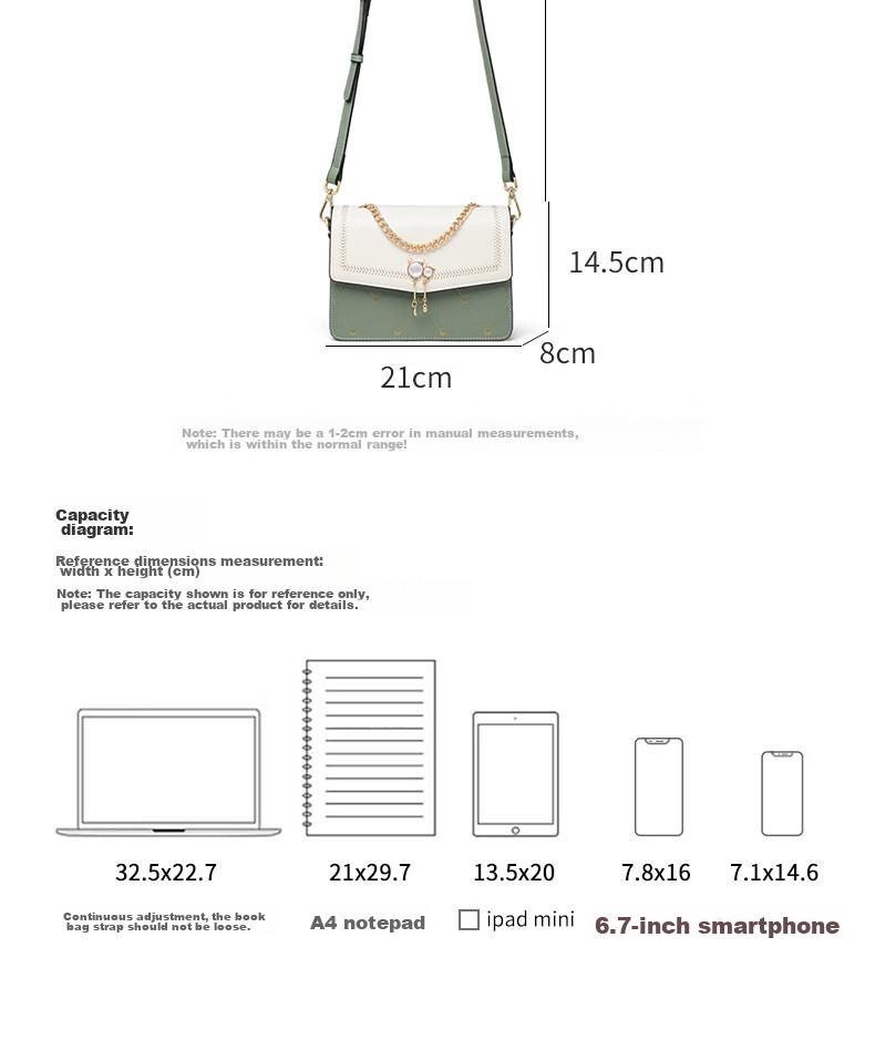 C.BANNER Leather Handbag, Women's Crossbody Bag, Shoulder Bag, Small Square Purse, Practical High-End Light Luxury Birthday Gift for Girlfriend on May 20 4