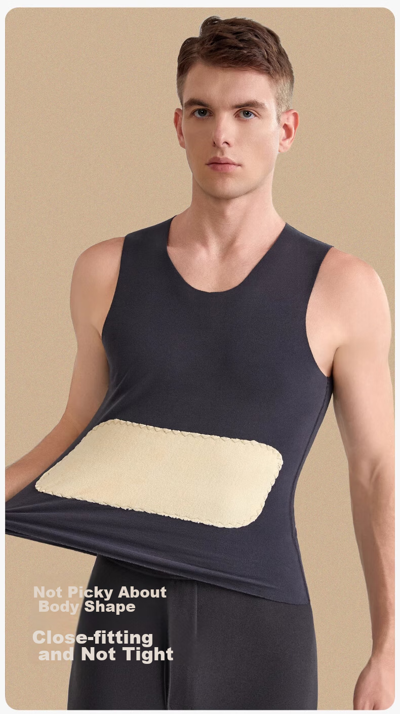 LangSha Thermal Vest for Men, Wool And Silk Patch, Slim-Fit Sports Seamless Sleeveless Undershirt Base Layer, 2-Pack 13