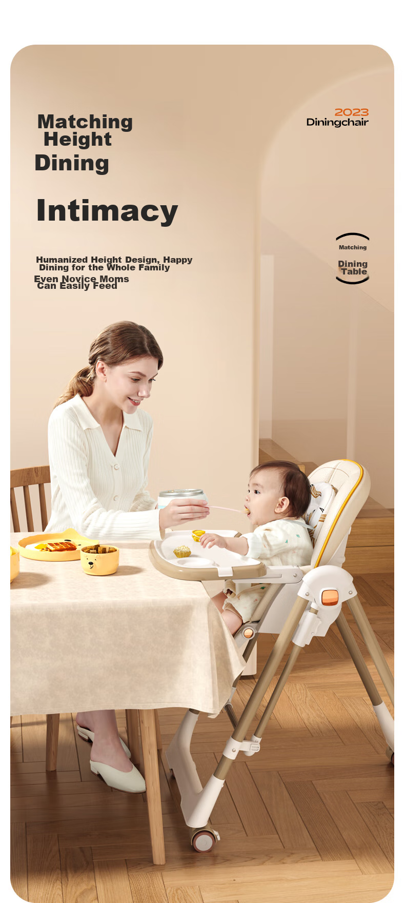 BeBeMorning Baby High Chair, Infant Feeding Chair, Foldable Dining Table And Chair Set, Lightweight Home Use Chair 6