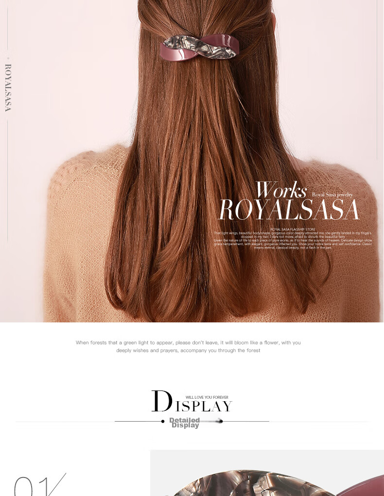 Royal Sasa Hair Clip, Top Clip, Hair Accessory, Ponytail Clip, Spring Clip, Light Luxury Horizontal Clip, Fashionable Hair Ornament, Bun Maker 6