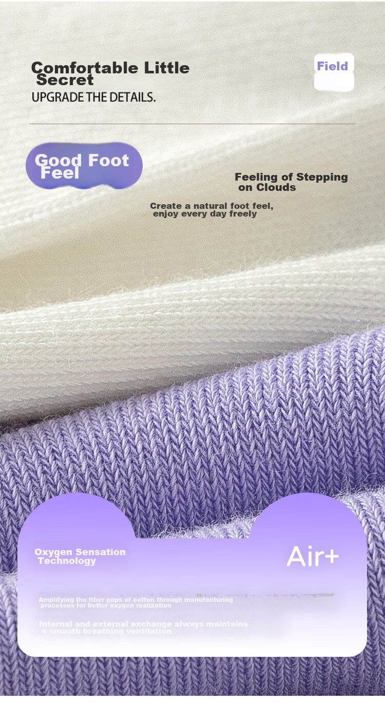 MiiOW Children's Socks, Girls' Mid-Calf Cotton Socks, High-Elasticity Student Socks, Breathable Socks for Older Children, 5 Pairs, Purple Smiley Face, Size L 6