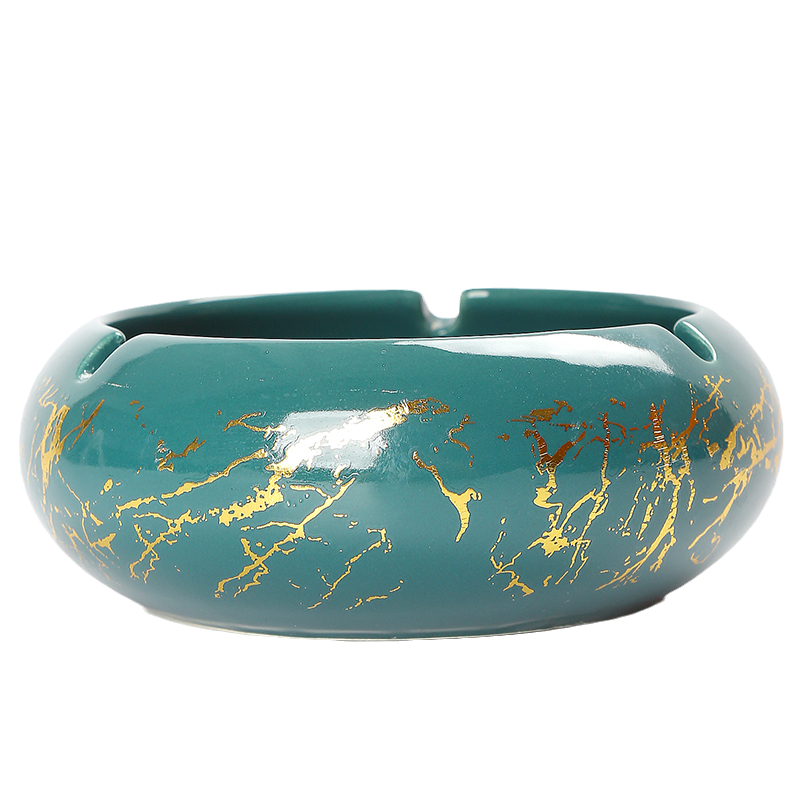 Bangu Mountain Home Living Room Gold-Trimmed Ceramic Ashtray Personalized Trendy Nordic Light Luxury Decorative Ornament