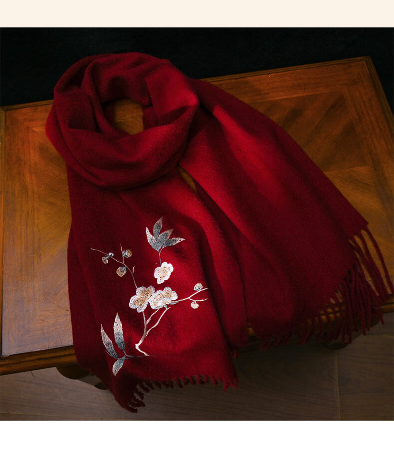 Hangsifu Pure Wool Embroidered Scarf, Neck Warmer, Outer Wrap Shawl, Autumn And Winter Warm Cloak, Birthday Gift Box for Mothers And Wome 18
