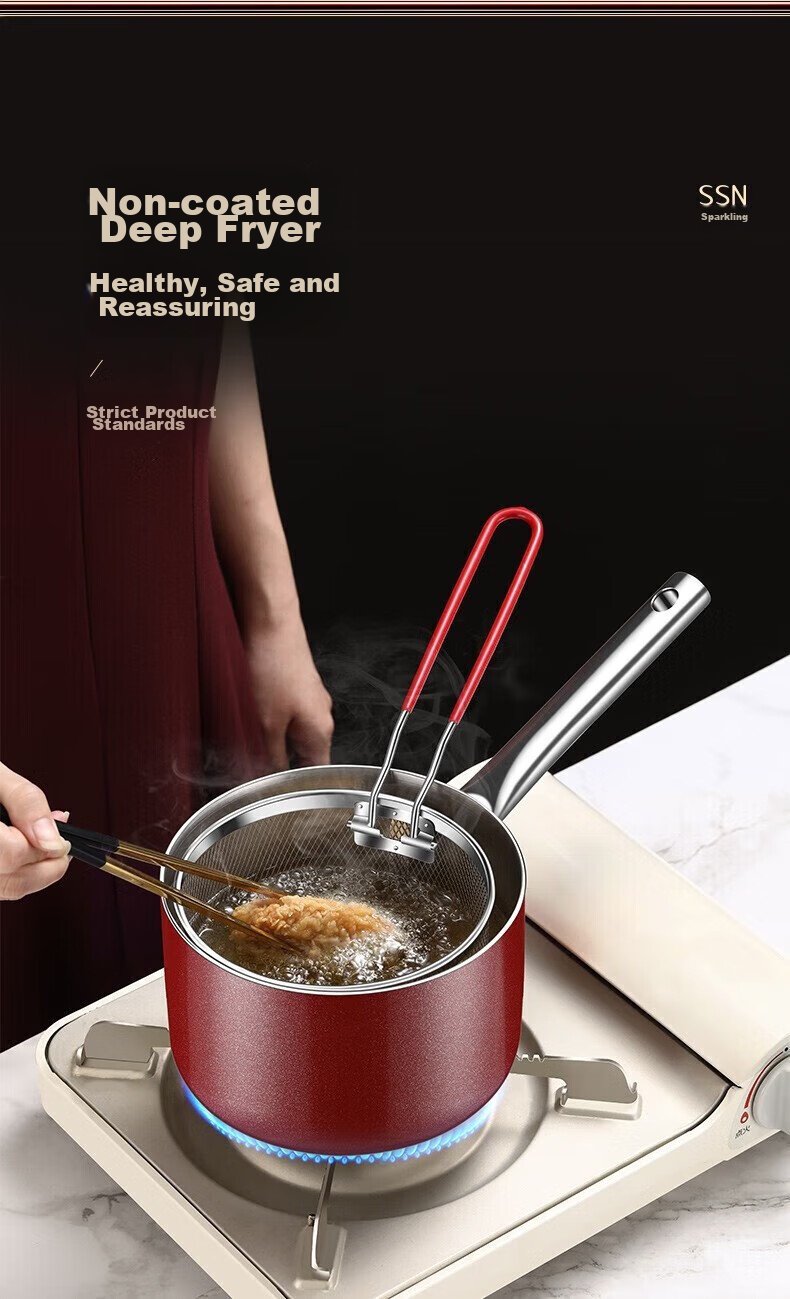 SSN Deep Frying Pan, Home Use for Fried Balls, Specialized Small Oil Fryer Pot, Deep-Frying Kettle, 16cm 3