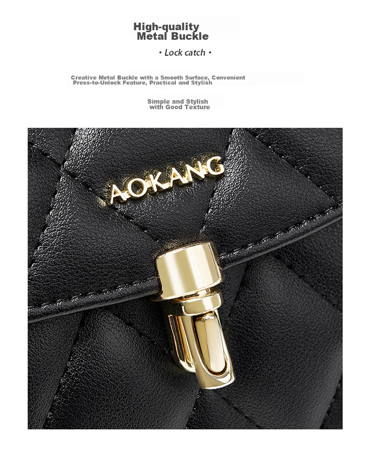 Aokang Women's Handbag, Cowhide Leather, Trendy Diamond Pattern Chain Bag, Light Luxury Crossbody Shoulder Bag, Birthday And 520 Gift for Girlfriend Or Wife 10