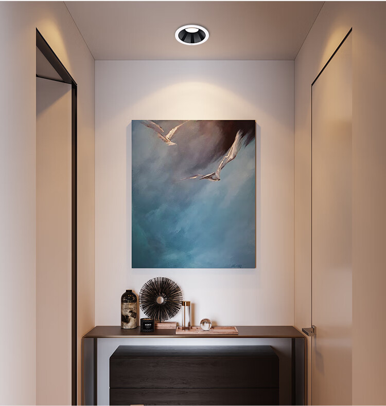 NVC LED Downlight for Home Living Room, Recessed Ceiling Light, Anti-Glare Black Cup, 7W, Smart Stepless Dimming [Yuhua] Ra95 11
