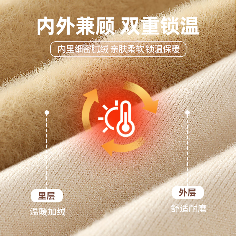 GENIOLAMODE Men's Fleece-Lined Thickened Winter Warm Comfortable Simple Crew Neck Knit Base Sweater