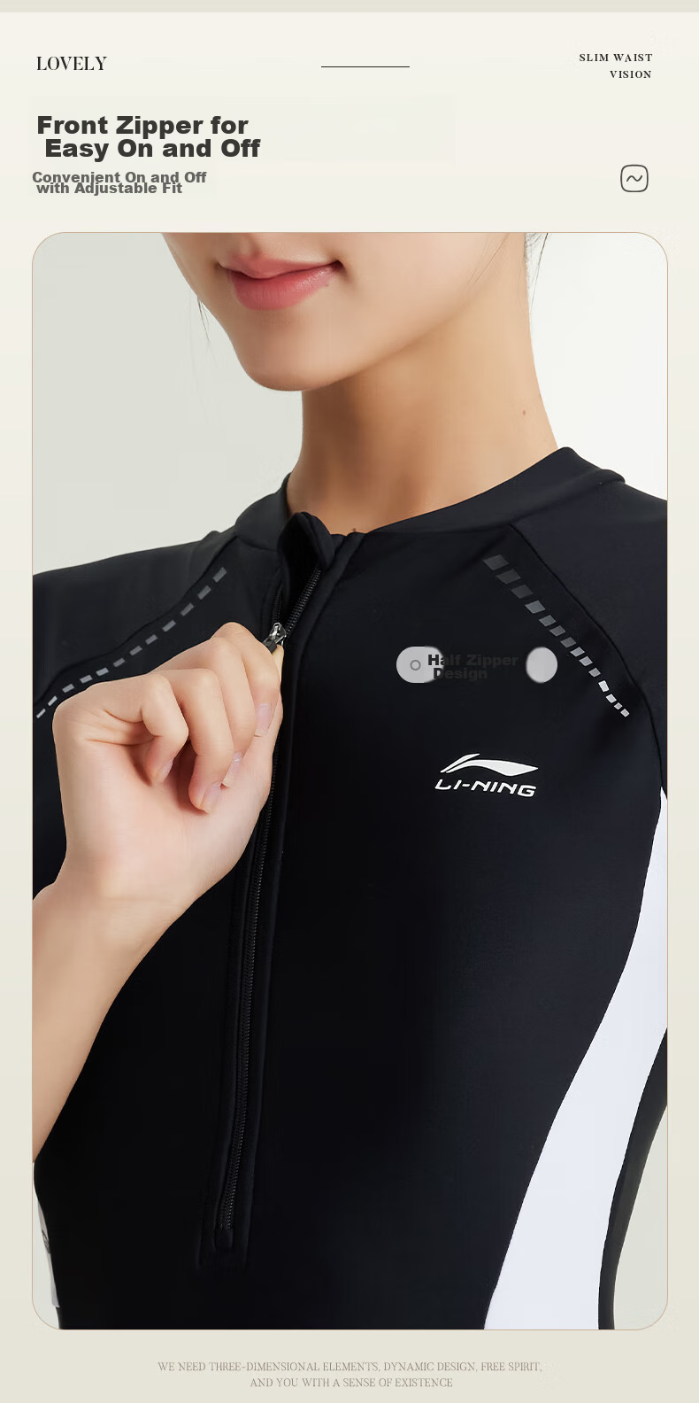 Li-Ning One-Piece Swimsuit for Women, Dress-Style Swimwear, Tummy Control, Slimming, Chlorine-Resistant, Quick-Drying, Water Play, Vacation Swimwear, 546 Black, Size M 10