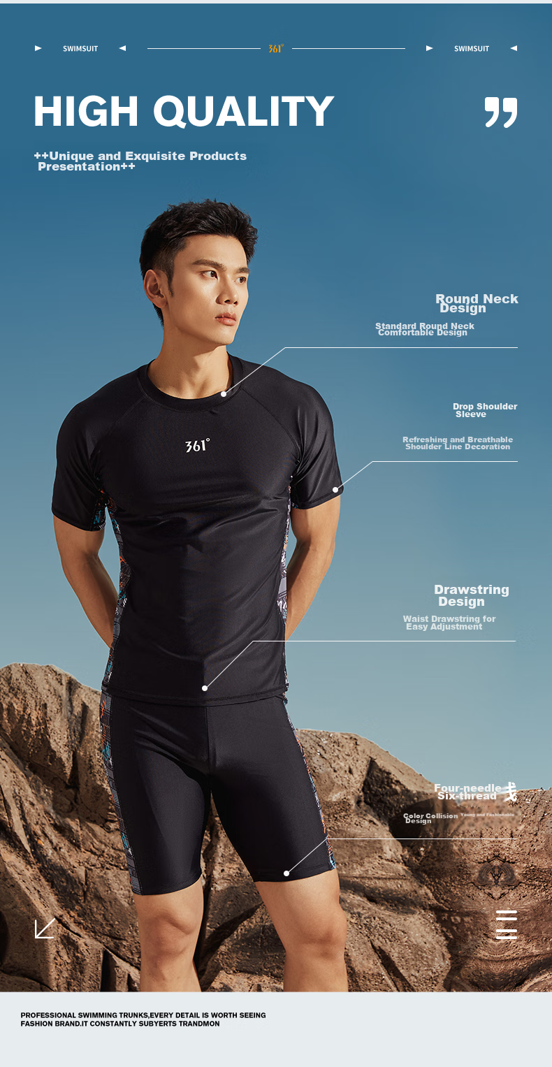 361° Men's And Teenagers' Swimwear Set, 2026 New Style Two-Piece Top, Adult Swimsuit, Hot Spring Bathing Suit 3