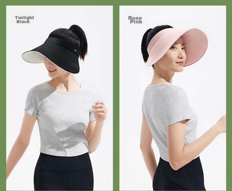 Beneunder Sun Hat for Women, UV Protection Cap, Black Gel Visor Hat, Portable Summer Roll-Up Storage Hat, Gray 28