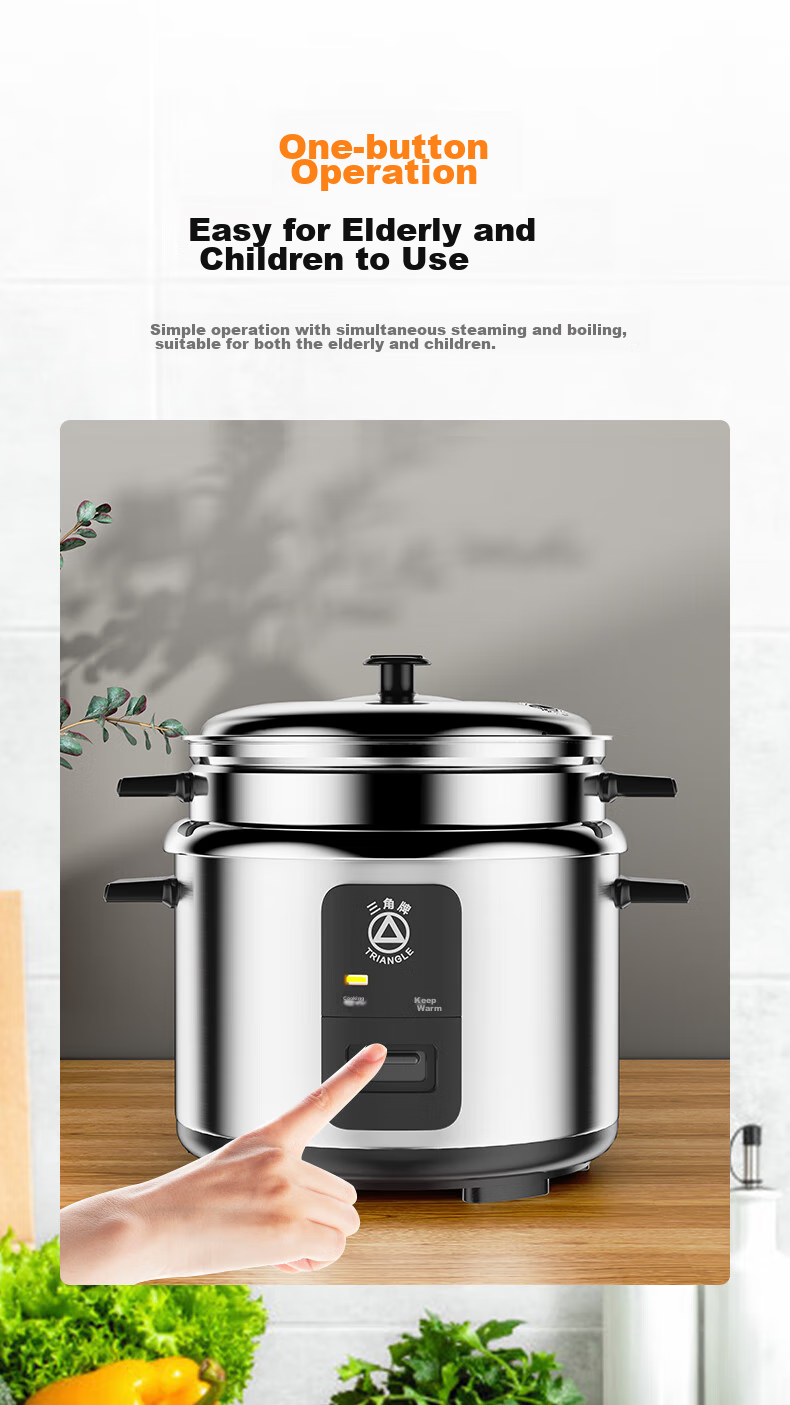 Triangle Rice Cooker, Traditional Electric Rice Pot, Stainless Steel Household 4L Cooking Pot for 3-4 People, 304 Stainless Steel Inner Pot with Steamer, TG-Z40X12ZK 9