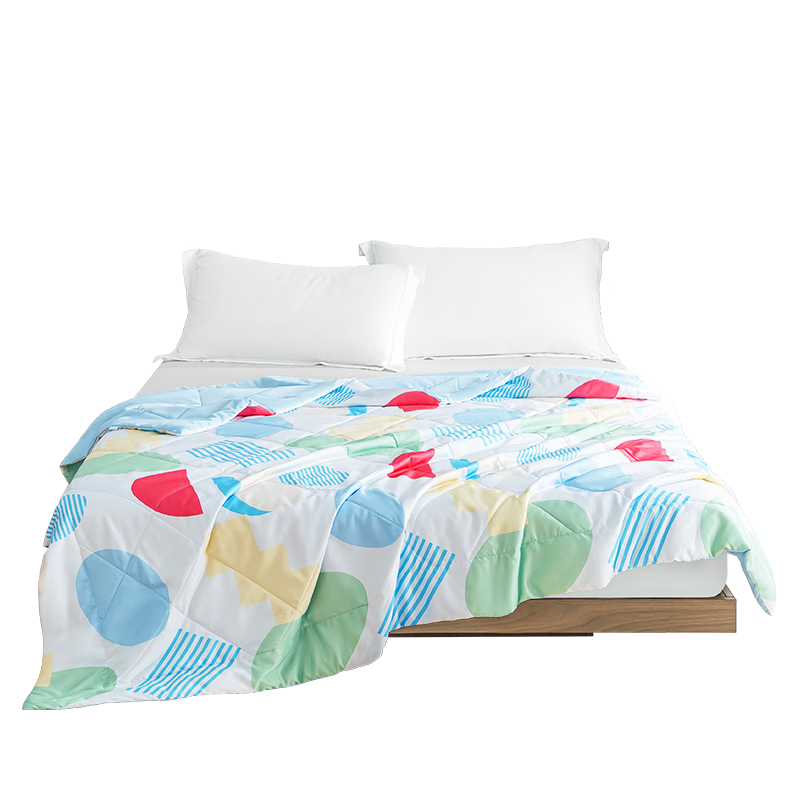 JD Original Summer Crush Cooling Quilt, Class A Ice Silk Air Conditioning Quilt, Machine Washable, 1.5x2m, Yogurt Fruit Salad Patter