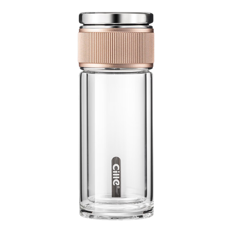 Cille Tea Infuser Glass Cup, Business Gift for Men, Thick High Borosilicate Double-Layer Heat-Resistant Water Cup