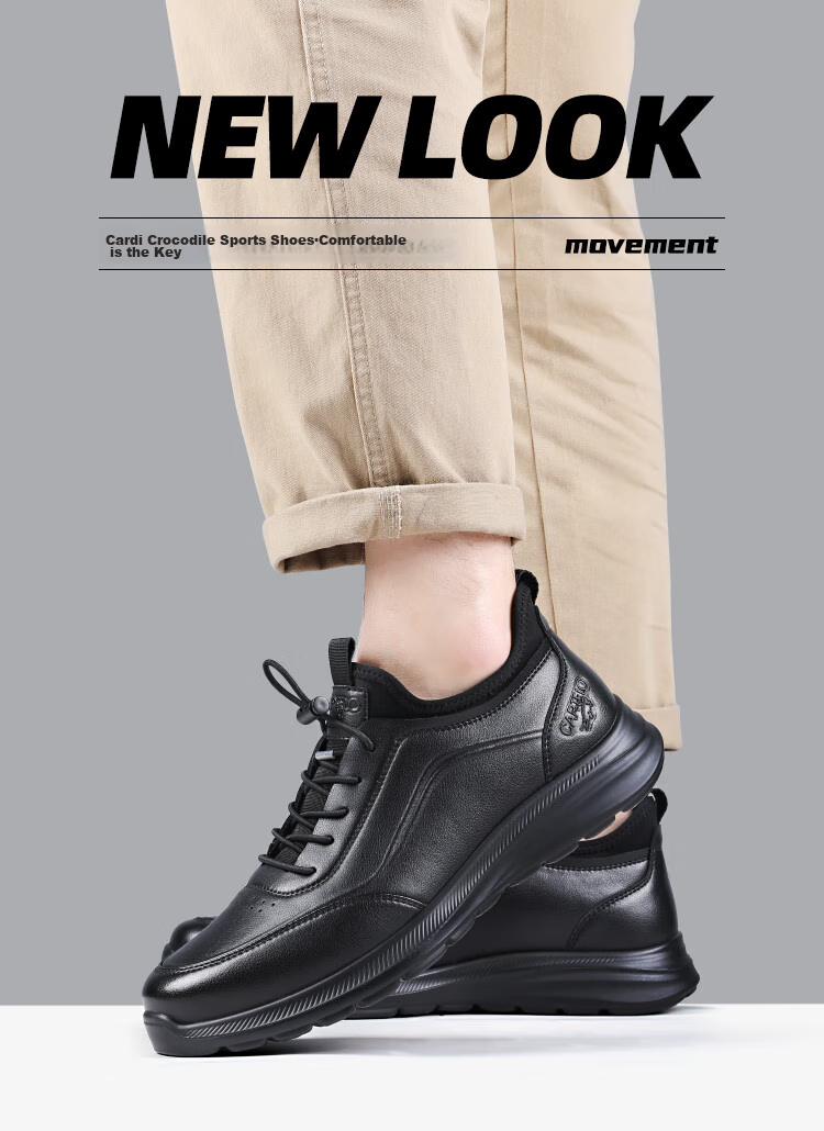 CARTELO Genuine Leather Men's Shoes, Business Casual Sports New Style for Autumn And Winter, Soft Thick-Soled Versatile Commuter Work High-End Black 37