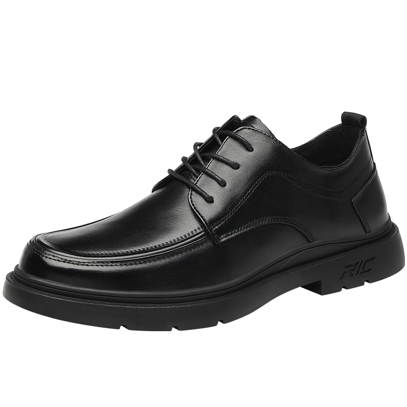 MULINSEN Top-Grain Leather Business Casual Men's Shoes, Breathable Soft-Soled Men's Work Shoes FP223219