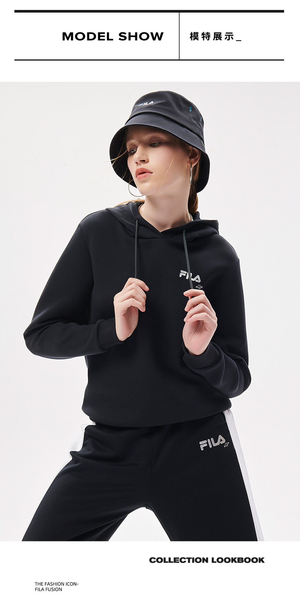 fusiont11w135202f】fila fusion斐乐潮牌女装连帽衫简约休闲运动卫衣