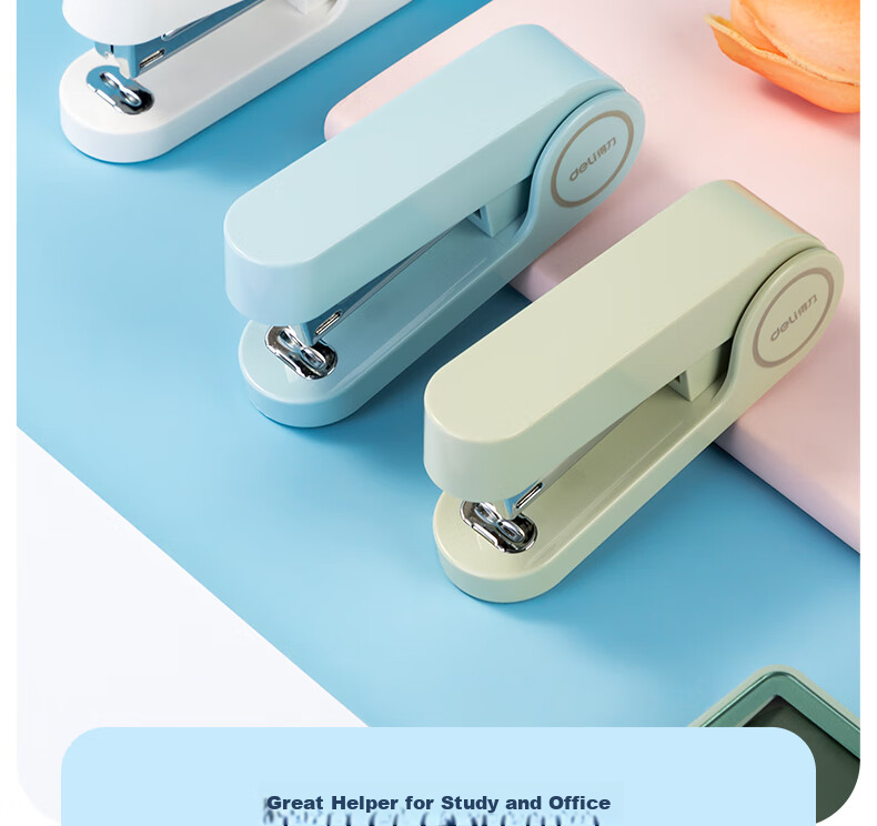 Deli (Deli) 12# Student Office Stapler, Macaron Color, Compatible with 24/6 Or 26/6 Staples, Green, TA302 2