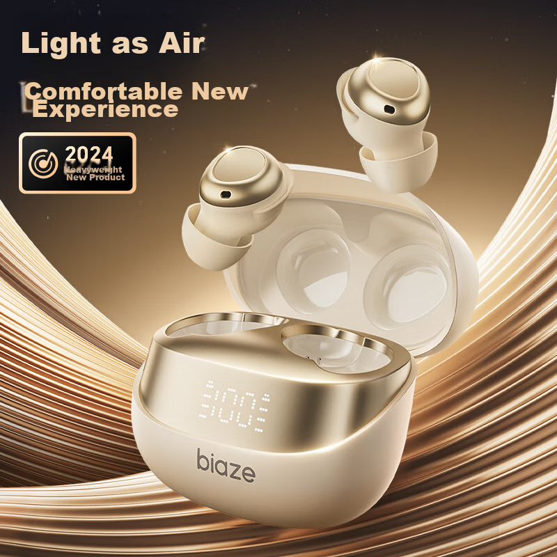 BIAZE Sleep Earphones [Sleep Bean] True Wireless In-Ear Noise-Cancelling Soundproof Hidden Earplugs for Side Sleeping, Pain-Free ASMR, Sports, Gaming, Music, Long Battery Life, Off-White