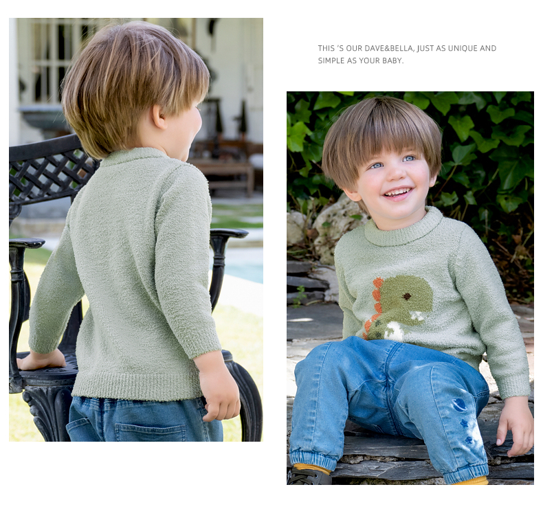 DAVE & BELLA Children's Chenille Sweater Winter Toddler Top Kids Boys Girls Fashion Knitwear 4