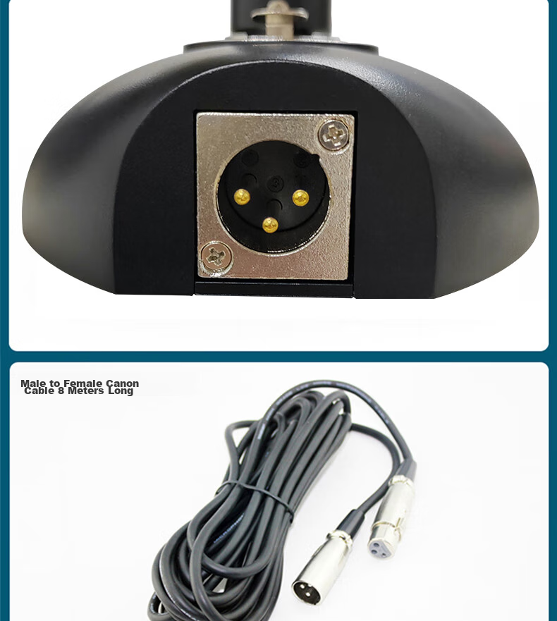 Lingque PS312 Wired Conference Microphone Desktop Gooseneck Pickup Anti-Interference Phantom Power 48V Rechargeable Long Rod Condenser Mic 14