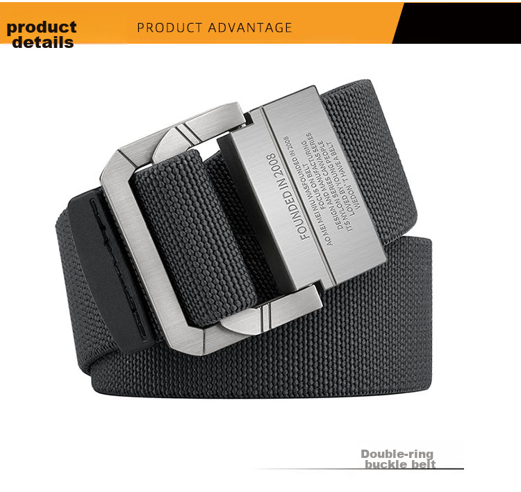 HALFEEL Men's Canvas Double-Ring Buckle Belt, Elastic Waistband for Outdoor Activities, Suitable for Young Men And Students, Military Training Pants Belt, Gift Idea 6