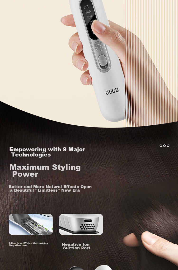 GUGE German [Wireless Portable] Straight Hair Iron, Negative Ion Straightening Iron, Gentle on Hair, Wireless Straightening Iron for Men And Women, Mini Small High Crown Straightening Iro 9