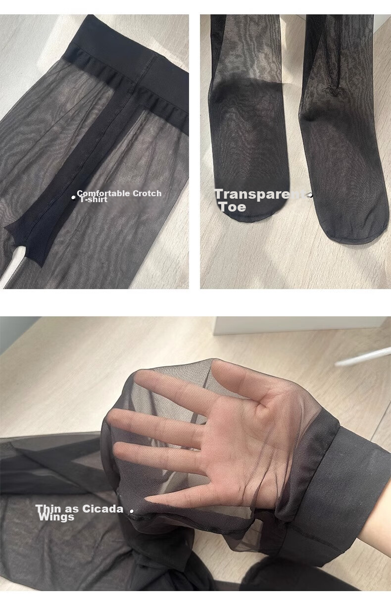 LangSha Crotchless Pantyhose, 0D Sexy Ultra-Thin Toe Point Full Transparent Summer Thin Invisible Tights Pantyhose, 2 Pairs 20