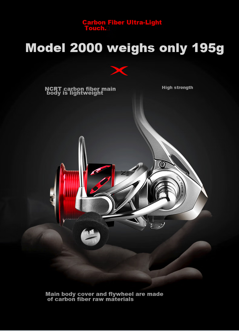 GW Qianglin 800 Micro Wheel Hub Carbon Fiber Ultra-Light Anti-Seawater Spinning Reel 3