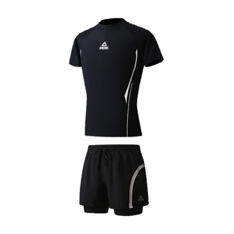Peak Men's Short Sleeve Split Swimsuit Men's Square Leg Anti-embarrassment Double-layer Swimsuit Beach Hot Spring Set XL