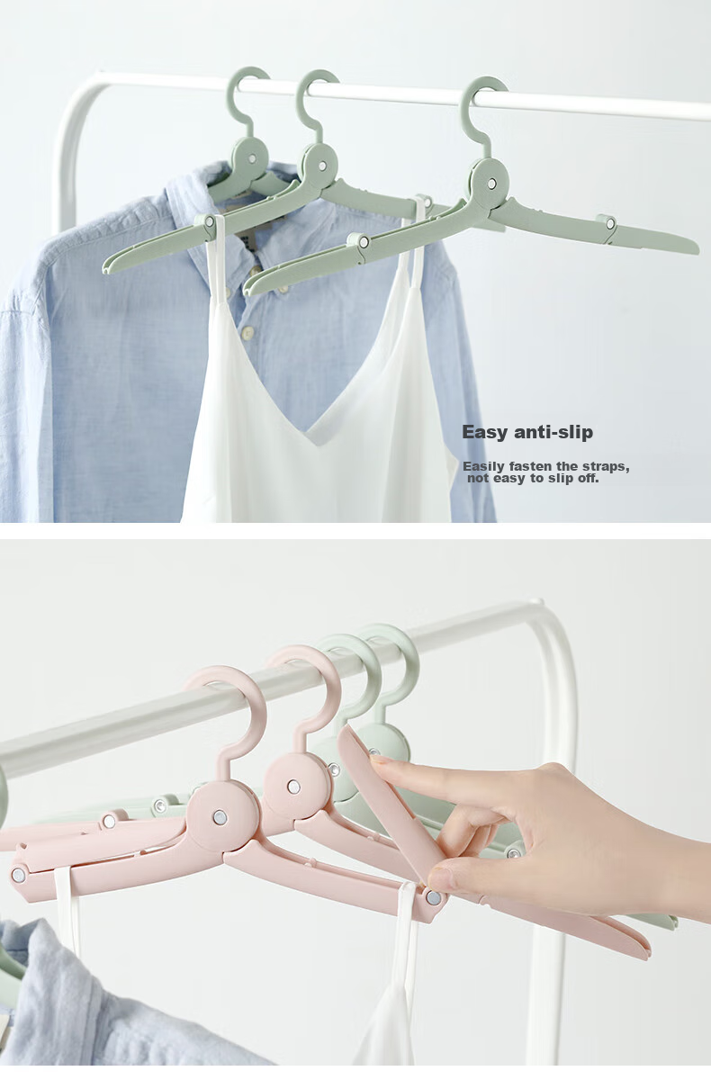 Koryo Keiko Travel Folding Clothes Hangers Portable Lightweight Home Dormitory Non-Slip Drying Rack 6-Pack (Beige + Coffee) 6